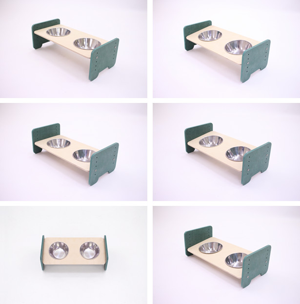 디아로마 강아지식기 높이조절 각도조절 2구 스테인리스, 도자기