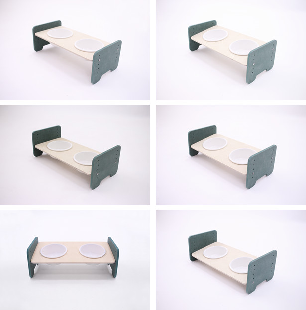 디아로마 강아지식기 높이조절 각도조절 2구 스테인리스, 도자기