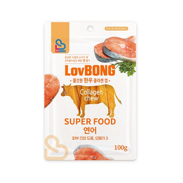 퍼피아이 쫄깃한한우 콜라겐 말랑껌 연어 100g