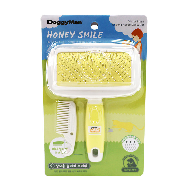 NHS-60 허니스마일 장모용 슬리커 브러쉬 (겸용, 3단계)